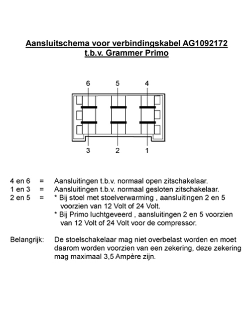 Aansluitkabel tbv Grammer MSG65/75 zitschakelaar/verwarming