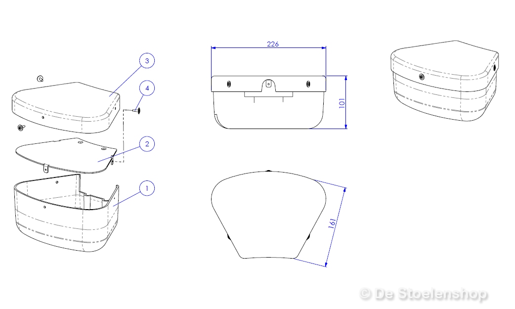 Armleuning Sittab Armflex GF rechts met Joystickhouder XL