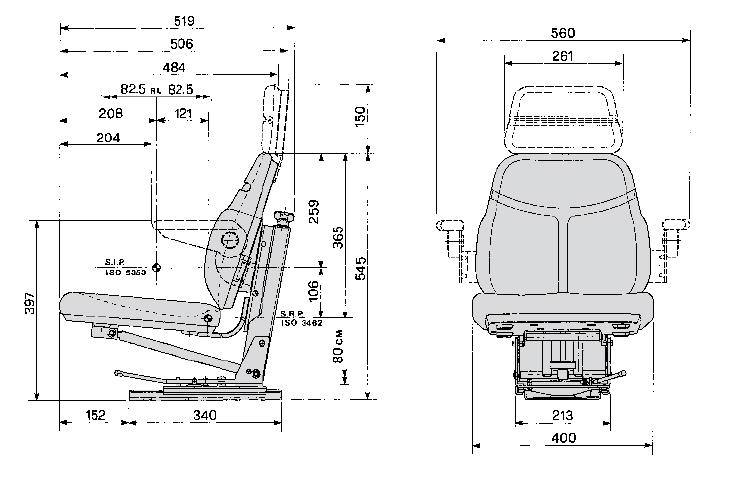 Cobo geveerde smalspoor tractorstoel SC74/M15 PVC zwart