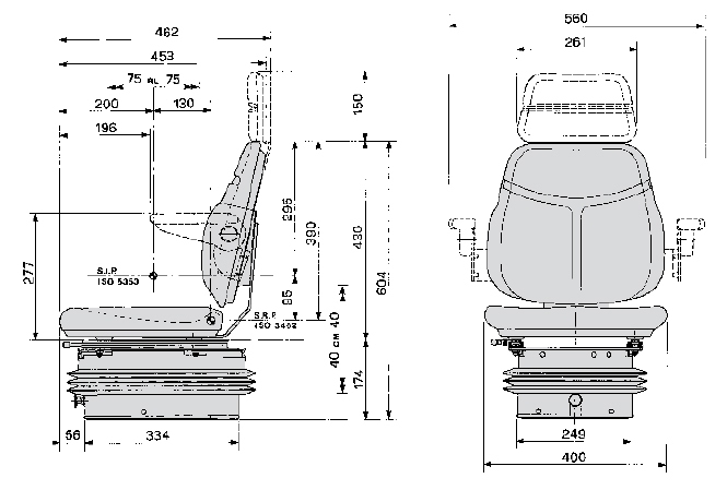 Cobo luchtgeveerde tractorstoel SC74/M97 PVC zwart