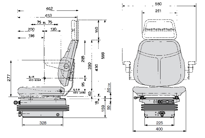 Cobo mechanisch geveerde tractorstoel SC74/M200 PVC zwart