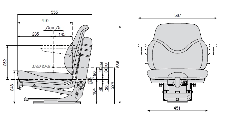 Cobo mechanisch geveerde tractorstoel SC79/M30 - PVC zwart