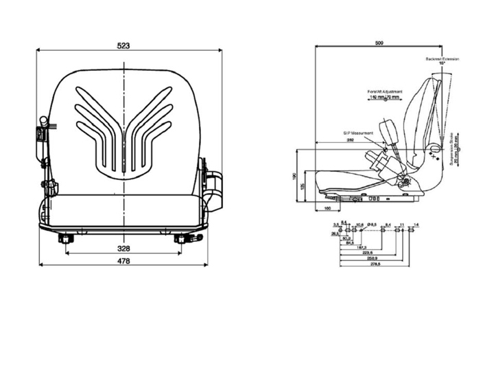 Grammer geveerde heftruckstoel B12 met stoelschakelaar PVC