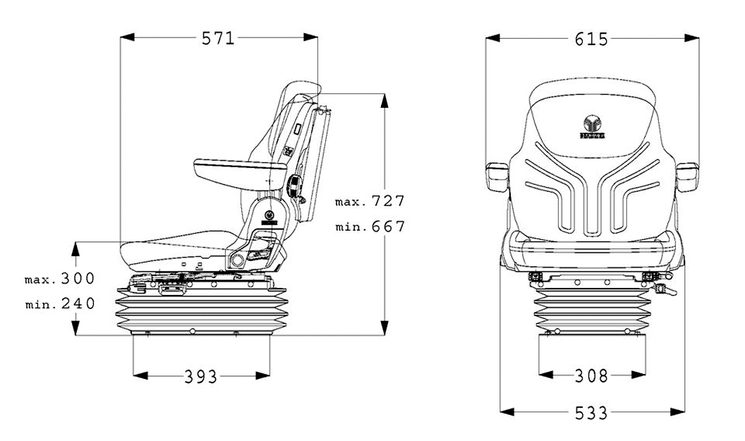 Grammer geveerde tractorstoel Maximo M basic  PVC zwart