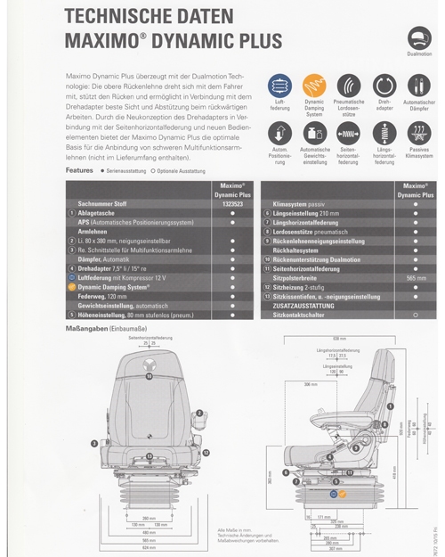 Grammer luchtgeveerde stoel Maximo Dynamic Plus DUALMOTION