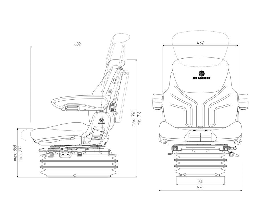 Grammer luchtgeveerde trekkerstoel Maximo Comfort Plus AGRI