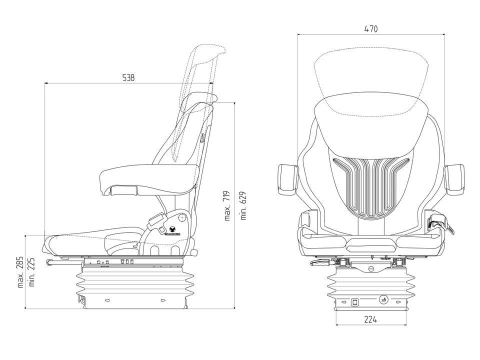 Grammer tractorstoel Compacto Comfort M pvc zwart