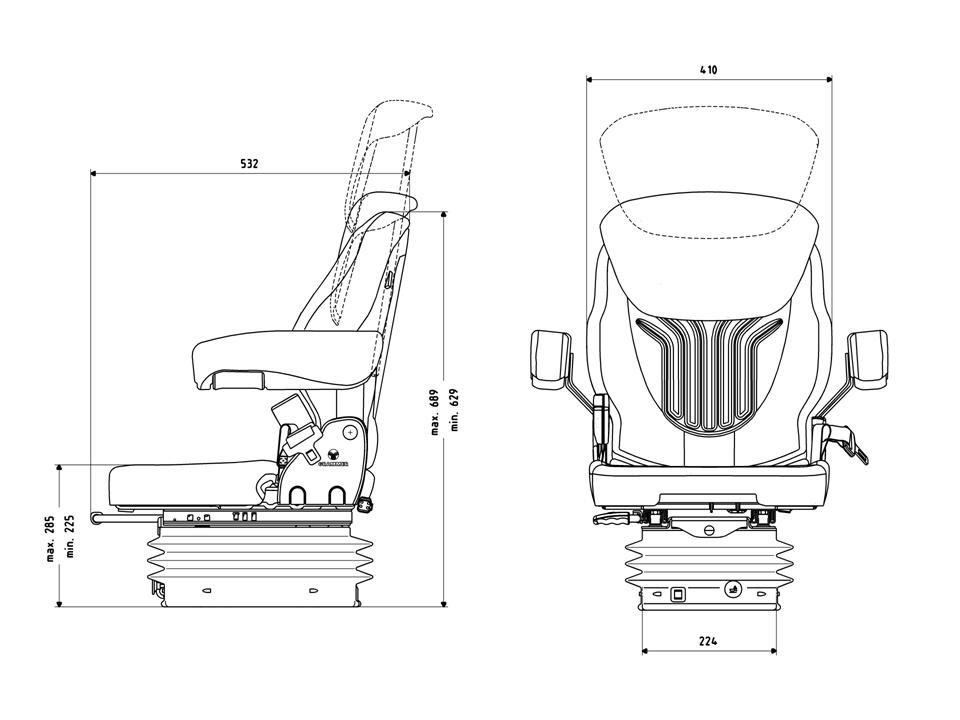 Grammer tractorstoel Compacto Comfort S Kunstleer Zwart