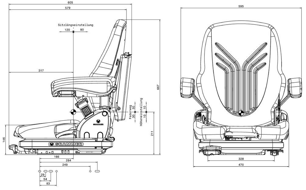 Heftruckstoel Grammer Primo XXM - MSG65/522 stof bz