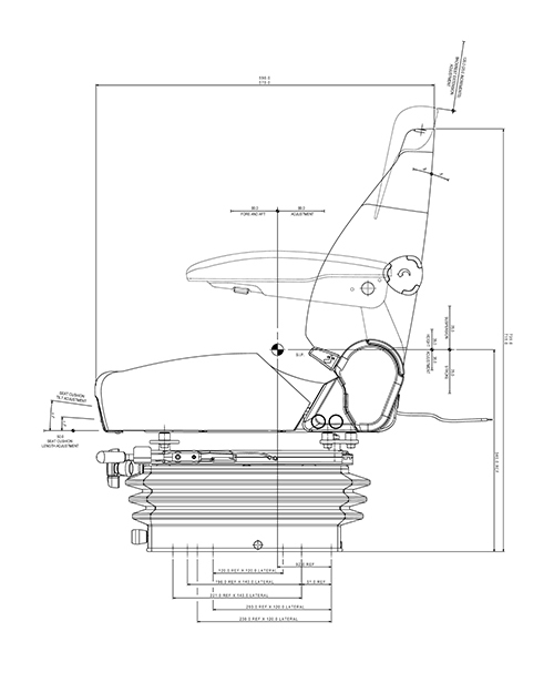 KAB11/K6 mechanisch geveerde trekkerstoel, PVC grijs