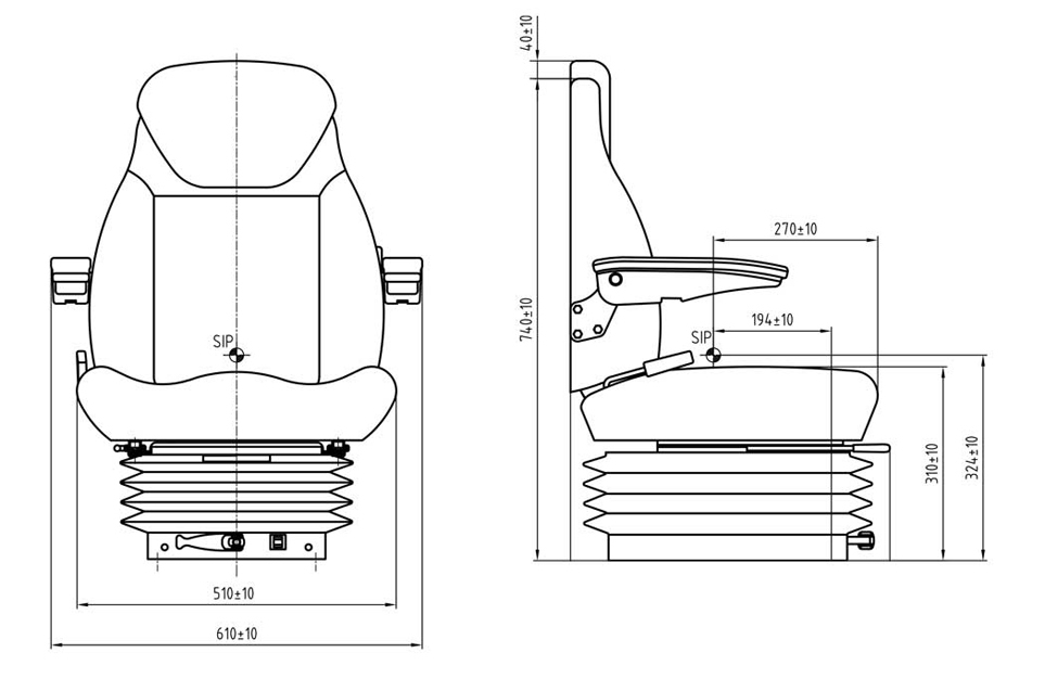 Mechanisch geveerde stoel E85/C1 PVC