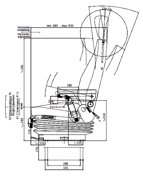 Mechanisch geveerde stoel ISRI 6000.577V