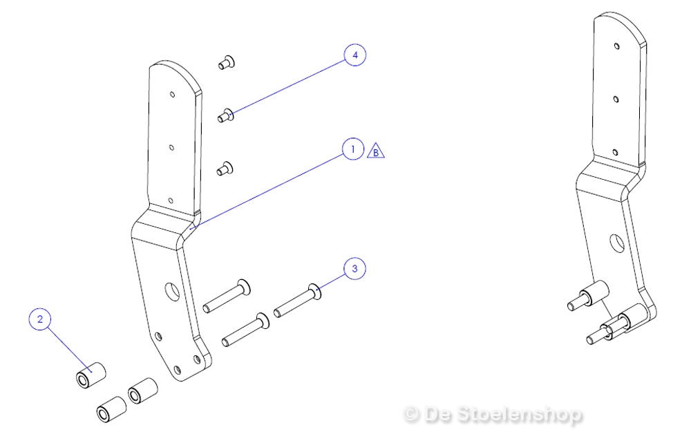 Montagesteun voor Sittab Armflex GF/E Links aan KAB K-serie