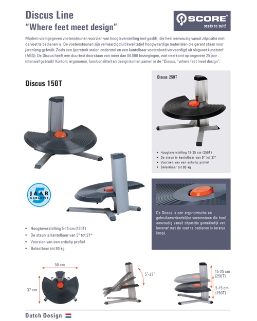 Score Discus 250 T voetensteun voetbediend 15-25 cm.