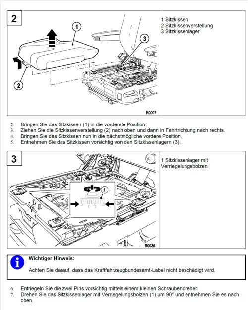 Zitschaal / Zitblik voor vrachtautostoel Recaro C6000, C7000