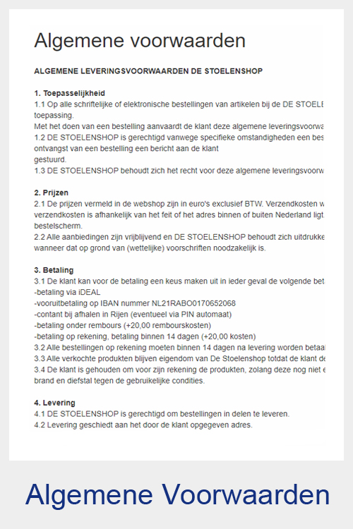 Algemene Voorwaarden |  De Stoelenshop
